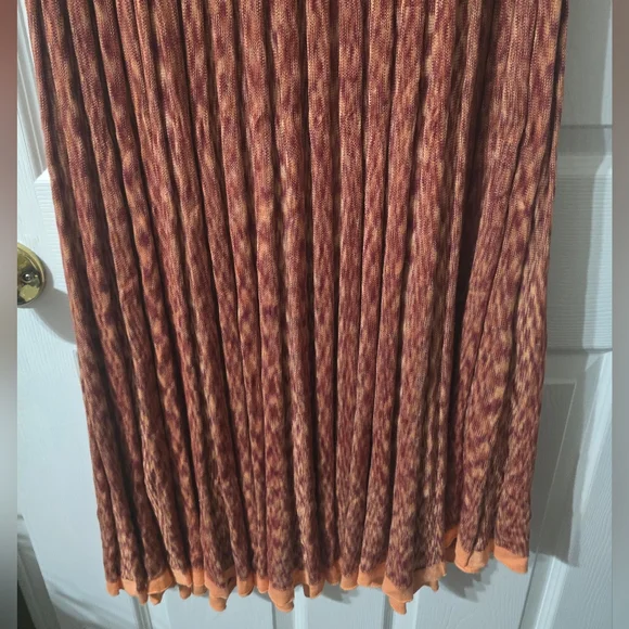 Free People Gold Coast Marbled Print Pleated Knit Boho Maxi Skirt, EUC! - Picture 4 of 10